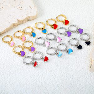 Heart-Shaped Stud <b>Earrings</b> Zinc Alloy Stainless Steel <b>Post</b> Party Fashion Jewelry For Women - Product Image 1