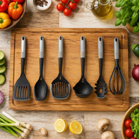 Ensemble de 6 ustensiles de cuisine antiadhésifs, outils de cuisson résistants à la chaleur, ustensiles de service pour la maison, le restaurant et la restauration