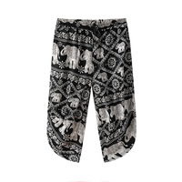 Pantalon d'été en lin court et léger Pantalon ample à fleurs de style chinois pour hommes Pantalon baggy d'éléphant thaïlandais tendance Vente en gros