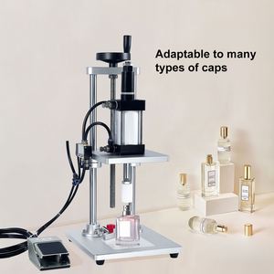 Machine de capsulage pneumatique de bureau pour flacons de <span class=keywords><strong>parfum</strong></span>, pots cosmétiques et bouteilles d'huile en verre, avec capuchonneuse à anneau de col moyen pour bouchons en aluminium - Product Image 5