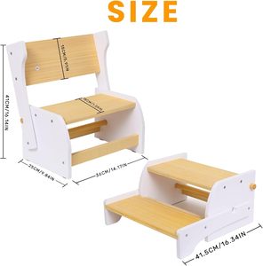 Taburete <span class=keywords><strong>de</strong></span> Madera para Niños Pequeños, Ajustable en Altura, <span class=keywords><strong>de</strong></span> 2 Peldaños, Diseño Multifuncional <span class=keywords><strong>de</strong></span> Elefante con Asas para Baño, Cocina y Dormitorio - Product Image 3