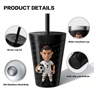 ZREGGUR Gobelet personnalisable en acier inoxydable de 12 oz pour supporter de football, accessoires de football, autocollant de drapeau, cordon, journée de match, <span class=keywords><strong>CR7</strong></span> - Product Image 6