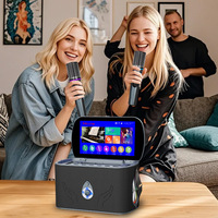 Máquina de Karaoke con Pantalla Táctil, Altavoz Portátil KTV para Exteriores y Hogar, Máquina de Karaoke Portátil con Micrófono Dual