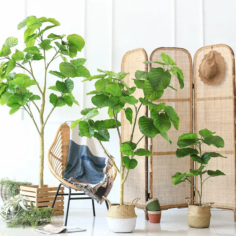 Decorazione artificiale Bonsai Ficus foglie piante Hotel cuore di plastica albero di Ficus con vaso