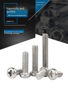 Vis à tête cylindrique en acier inoxydable 304 plaqué zinc M2.5/M3.5 C1022, filetage métrique grossier - Product Image 2