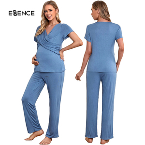 Pyjamas de maternité décontractés vêtements amples à manches courtes vêtements de nuit <span class=keywords><strong>pour</strong></span> femmes enceintes pyjamas modaux <span class=keywords><strong>pour</strong></span> l'allaitement - Product Image 1