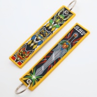 Porte-clés brodé personnalisé avec étiquette volante, porte-clés avec illustration sur mesure, étiquette de sac, cadeau souvenir, faible MOQ, directement de l'usine