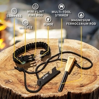 Allume-feu Ferro Rod Flint et Kit d'allume-feu en acier avec bracelet Paracord multi-outils pour le camping