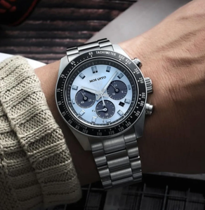 メンズスタイリッシュビジネスウォッチ シルバー ETAクォーツムーブメント クロノグラフカレンダー機能 カジュアルソーラーパワー夜光腕時計 - Product Image 6