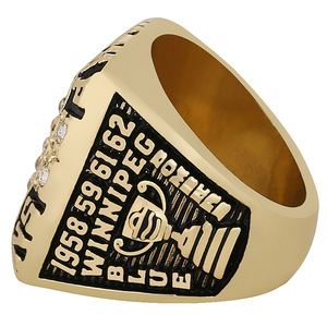 CFL 1962 Winnipeg สีน้ำเงิน BOMBER Football Grey Cup Champion แหวนผู้ชายโลหะผสมรูปทรงเรขาคณิตเป็นมิตรกับสิ่งแวดล้อมสำหรับเป็นของขวัญครบรอบ - Product Image 3