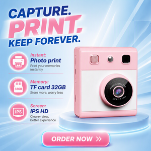 Fotocamera Istantanea D6 per Bambini con Schermo IPS da 2,4 Pollici, Video CMOS 1080p, Flash Integrato, Lenti Intercambiabili, WiFi e Giochi <span class=keywords><strong>Educativi</strong></span> - Product Image 2