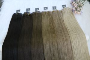 Extensions de cheveux Remy à double trame à clipser, cheveux humains vierges lisses, matière première en gros, extensions à clipser double PU fabriquées à la machine - Product Image 6