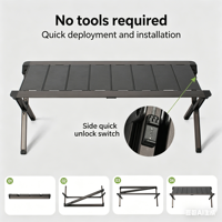Table pliante tactique en alliage d'aluminium de haute qualité au design moderne, modulaire, pour la plage ou le camping