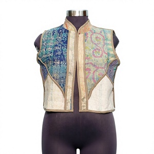 Gilet Bohème pour Femme, Fait Main, Vintage, Imprimé Floral, Matelassé Kantha, 100% Coton Respirant, Printemps Été Automne Hiver, Boutonné, Coupe Classique - Product Image 1