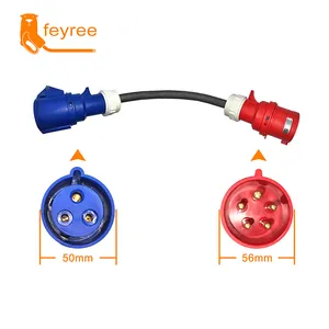 Feyree 3.5kw单相16A插座至3相16A插头11KW插头适配器电动汽车充电器充电电缆