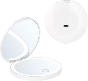 Espejo Cosmético LED de Precio de Fábrica, Compacto, de Bolsillo, Plegable, con Iluminación Regulable, Personalizado, con Aumento, de Doble Cara - Product Image 1