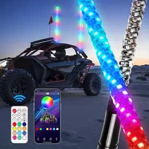 Tahan Cuaca fleksibel Spiral Rgb mimpi mengejar 2FT 3FT 4FT 5FT 6FT Led lampu bendera truk Off-road Led lampu cambuk untuk Utv Atv