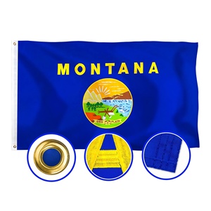 Bandera del estado de Montana, EE. UU., premium, 3x5 pies, bordada y cosida, lona de nailon 210D de alta resistencia, con ojales de latón, para todo tipo de clima. - Product Image 1