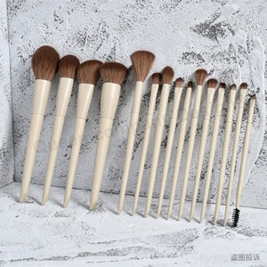 Daily Queen & Mor-phe 15 pinceaux de maquillage en poils nano bruns avec manche <span class=keywords><strong>kaki</strong></span> mat, qualité supérieure et sensation luxueuse, logo personnalisé - Product Image 4