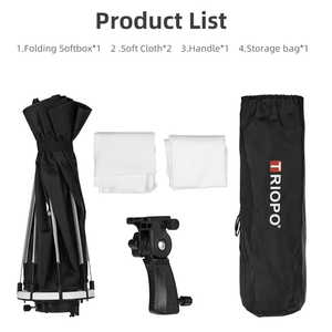 Nouveau TRIOPO 55cm 65cm 90cm Octogone pliable en aluminium et nylon pour support de fixation, poignée, flash Speedlite pour <span class=keywords><strong>Godox</strong></span> <span class=keywords><strong>Yongnuo</strong></span> - Product Image 6