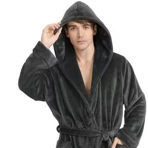 Stock local en peluche surdimensionné hiver doux chaud long peignoir en flanelle <span class=keywords><strong>avec</strong></span> capuche épaisse nuit polaire peignoirs de bain dressing - Product Image 2