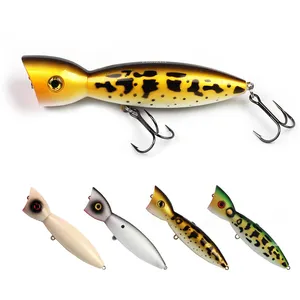 Artificial Popper 3D Lure Eyes Wooden 140mm 51g Floating Topwater Trolling Surface Casting Fishing Lure