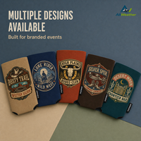 Manchon isotherme pliable en néoprène de 12 oz pour canette, avec logo personnalisé et impression de badge vintage western cowboy, pour maintenir au frais, porte-bière
