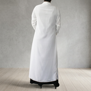 Abaya Kaftan en Georgette Blanche de Haute Qualité, Dernier Design, pour Femmes, avec Broderies aux Poignets, Tissu Mousseline, Idéal pour l'Aïd, Prix Abordable - Product Image 2