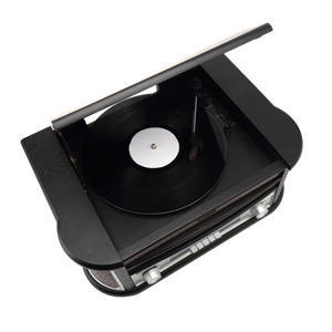 Lecteur de disques vinyles rétro populaire 6-en-1 avec USB, Bluetooth, lecteur de cartes SD, lecteur de <span class=keywords><strong>CD</strong></span>, lecteur de cassettes, radio AM/FM et fonction phonographe - Product Image 6