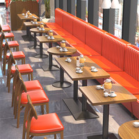 Tables et chaises en bois de luxe pour restaurant, prix d'usine, banquette demi-ronde orange pour restaurant, ensembles de mobilier pour restauration rapide