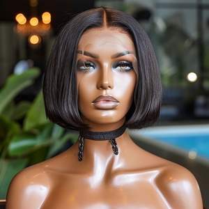 Perruque Courte Carré Lisse Baguette Cheveux Naturels avec Lace Frontale HD, Double Drawn, Cheveux Vietnamiens Pré-Épilés, Dentelle Suisse, Sans Colle - Product Image 2