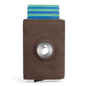 Crazy Horse Leather Tri Fold <b>Wallet</b> Dark <b>Brown</b> Automatic Pop Out Card Slot Men's Everyday Use - Product Image 5