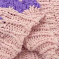 Suéter Abrigo Jacquard de Punto Grueso Rosa Púrpura de Alta Calidad con Cuello en V, Frente Abierto y Hombros Caídos para Mujer