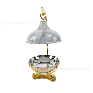 Réchaud à alcool suspendu Teardrop Lid Buffet Stove 8L en acier inoxydable doré pour service de buffet d'hôtel - Product Image 4