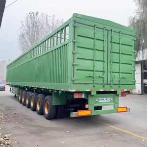 Semi-remorque à plateau en acier avec barrières latérales amovibles, capacité de charge de 45000 kg, pneus 12r22.5 pour produits agricoles - Product Image 2