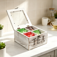 Boîte de rangement et distributeur de sachets de thé en bois durable pour bureau à domicile, compartiments, cadeau, restaurant