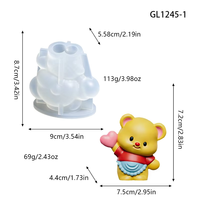 Moule à bougie en silicone en forme de cœur 3D pour bougies DIY, motif ours mignon tenant un cœur, forme circulaire, pour les amoureux du matin
