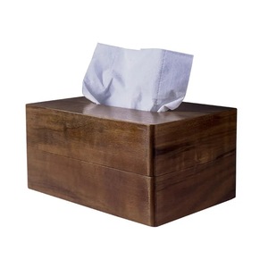 Boîte à mouchoirs en bois de noyer noir, boîte de rangement de bureau en bois massif pour le salon, mouchoirs à tirer - Product Image 5