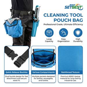 Pochette latérale portable en nylon imperméable pour outils de nettoyage de vitres de voiture avec séparateur vertical résistant à l'eau - Product Image 2