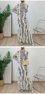 TWOTWINSTYLE donna design primavera abito lungo lungo lungo Patchwork volant stampa leopardato decorazioni tinta tinta semplice - Product Image 5