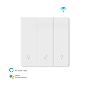 WI-FI Smart 3 Gang EU/UK Wall Push Button Switch Works with Tuya Smart Life, Supporting APP Control Smart Home Switch