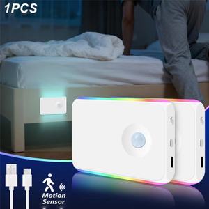 Lampe de nuit LED à détecteur de mouvement pour armoire, rechargeable Type-C, magnétique, sans fil, murale, blanc chaud, sur batterie, pour intérieur et placard - Product Image 1