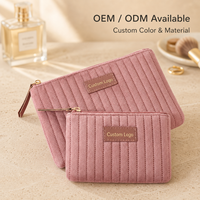 Pochette cosmétique en velours néerlandais personnalisée, grande capacité, trousse de maquillage de voyage, organiseur de toilette, porte-monnaie à fermeture éclair, pochette pour femmes