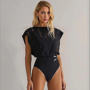 Venta al por mayor <span class=keywords><strong>de</strong></span> moda negro Bikini Set <span class=keywords><strong>de</strong></span> corte alto <span class=keywords><strong>traje</strong></span> <span class=keywords><strong>de</strong></span> <span class=keywords><strong>baño</strong></span> con <span class=keywords><strong>falda</strong></span> corta Sexy cuello en V Sexy hueco <span class=keywords><strong>traje</strong></span> <span class=keywords><strong>de</strong></span> <span class=keywords><strong>baño</strong></span> - Product Image 6
