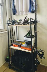 Usine Mobile Tackle 3 Tier Canne À Pêche Titulaire <span class=keywords><strong>Chariot</strong></span> avec Roues Canne À Pêche Titulaires De Pôle pour Garage - Product Image 4