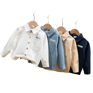 2023 nuevo estilo coreano Kidsren's Casual camisas <span class=keywords><strong>de</strong></span> algodón para niños <span class=keywords><strong>de</strong></span> manga larga suelta solapa Tops en tallas pequeñas y medianas - Product Image 6