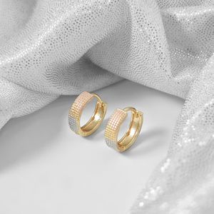 Boucles d'oreilles créoles IPMIN en cuivre, design plume superposé tricolore pour un style moderne - Product Image 2