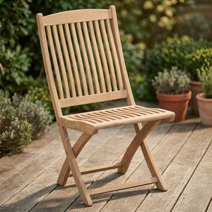 Chaise de jardin pliante d'extérieur en teck massif, durable, imperméable, écologique, design moderne, confortable et portable - Product Image 2