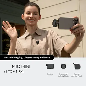 Original DJ Mic <b>Mini</b> (1 TX + 1 RX) Two-Level Active Noise Cancelling Wireless Microphone Portable Action <b>Camera</b> Mount Plastic - Product Image 5