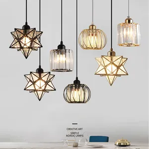 Lustre de três cabeças para sala de jantar, iluminação criativa de corredor, luz cristalina moderna e luxuosa, iluminação de luxo